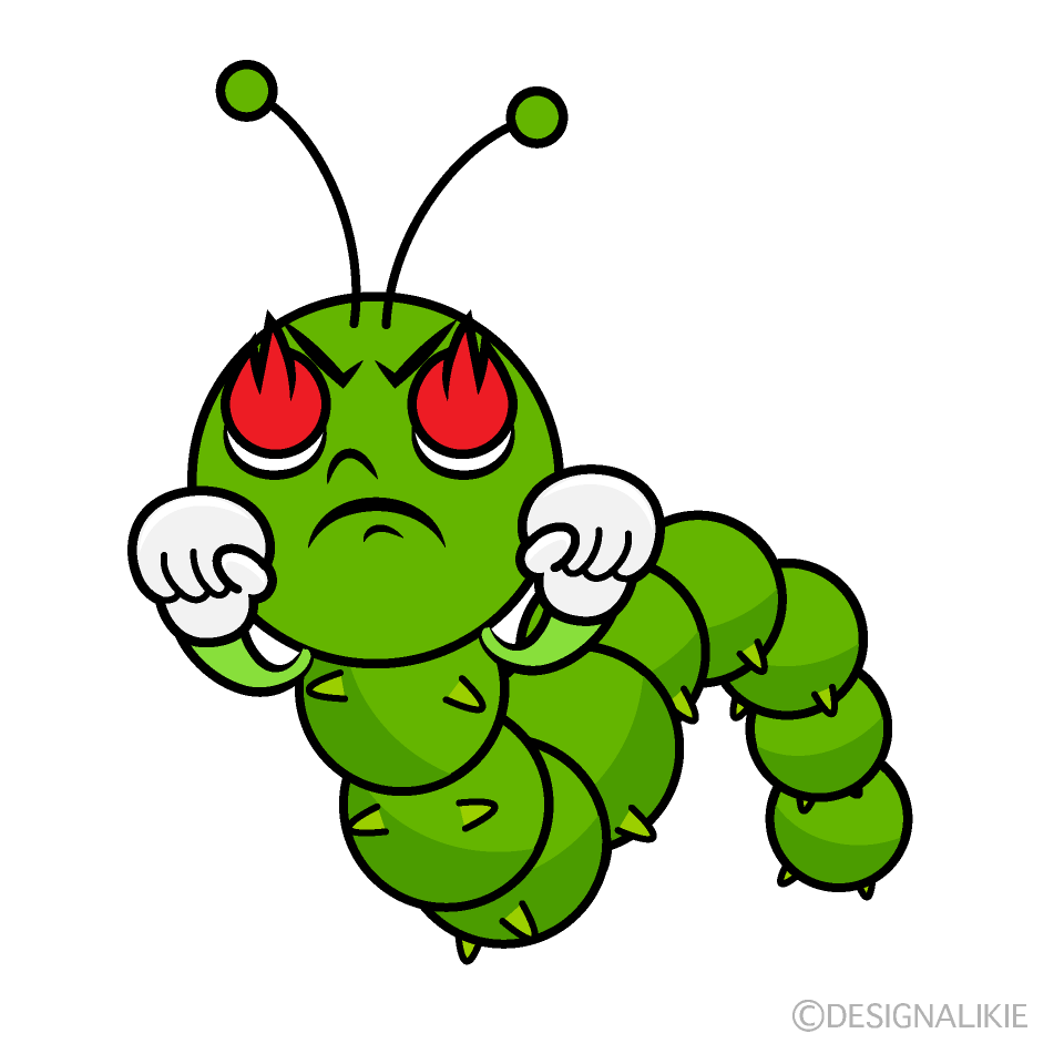 かわいい燃える青虫イラスト