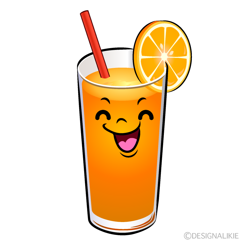 かわいい笑顔のオレンジジュースイラスト