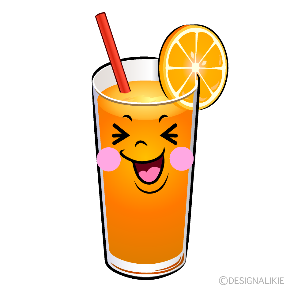かわいい笑うオレンジジュースイラスト