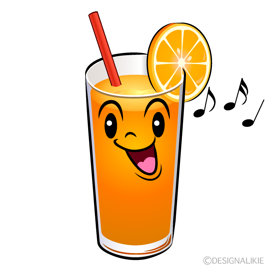 かわいい歌うオレンジジュースイラスト