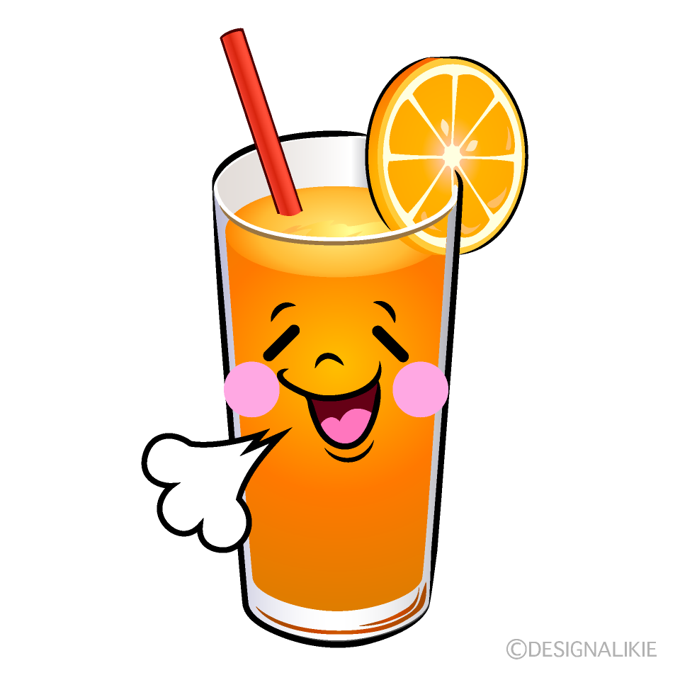 かわいいほっとするオレンジジュースイラスト