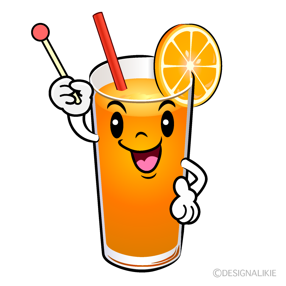 かわいい説明するオレンジジュースイラスト