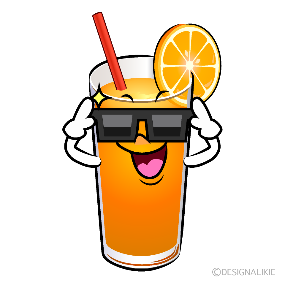 Cute Sunglasses Orange Juice Clipart