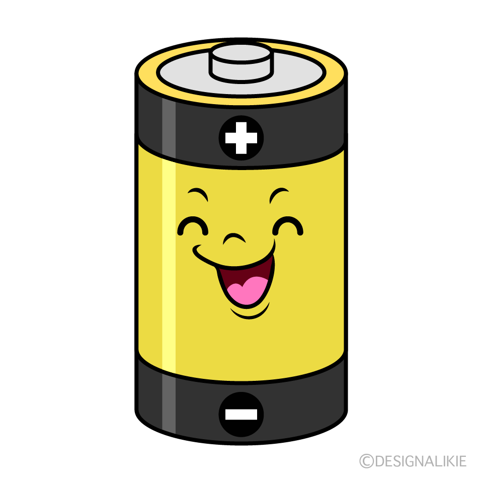 かわいい笑顔の乾電池イラスト
