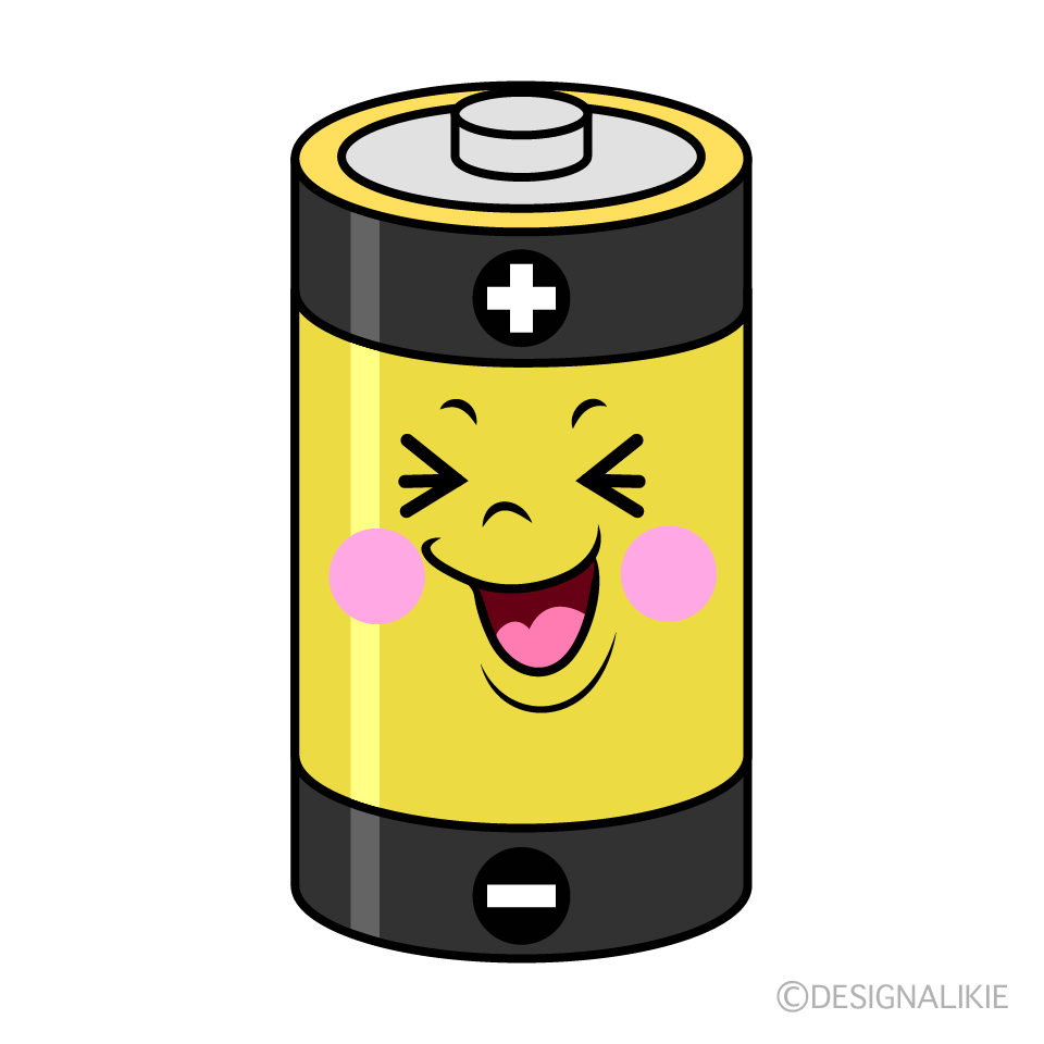 かわいい笑う乾電池イラスト