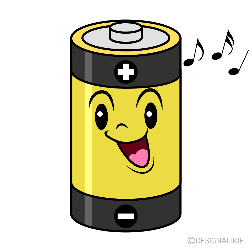 かわいい歌う乾電池イラスト