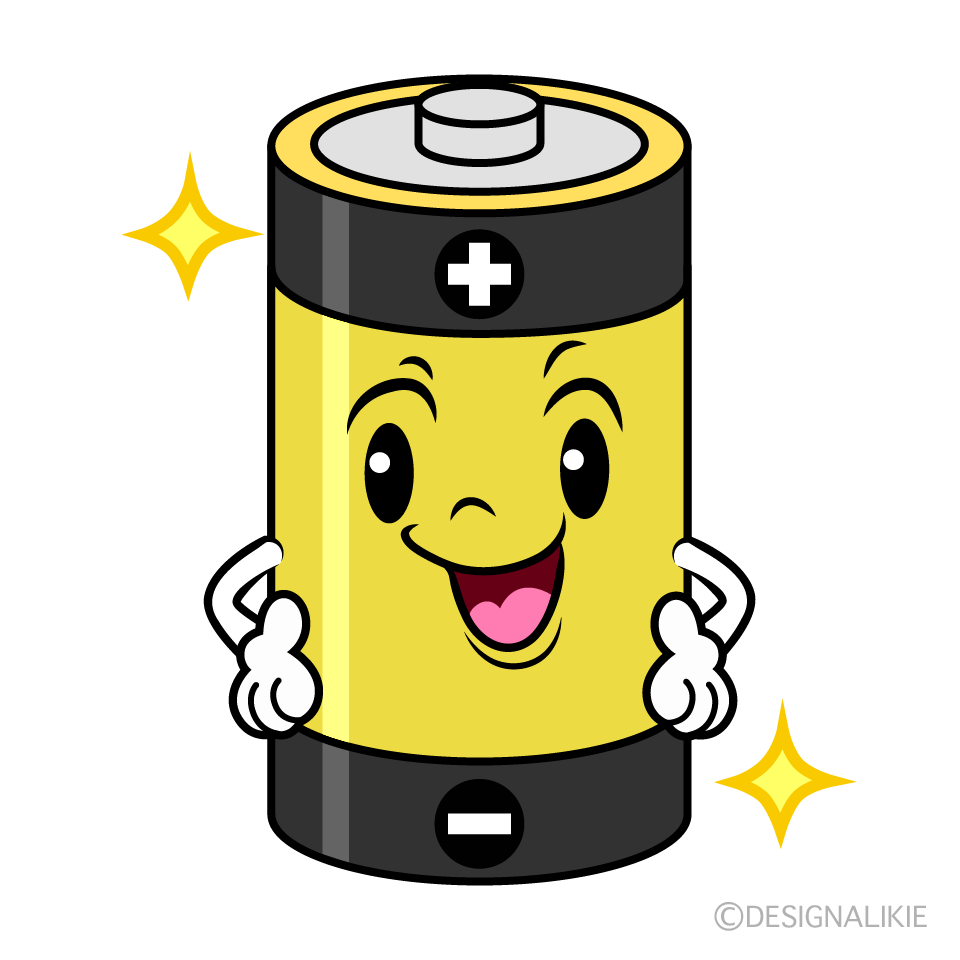 かわいいポーズする乾電池イラスト