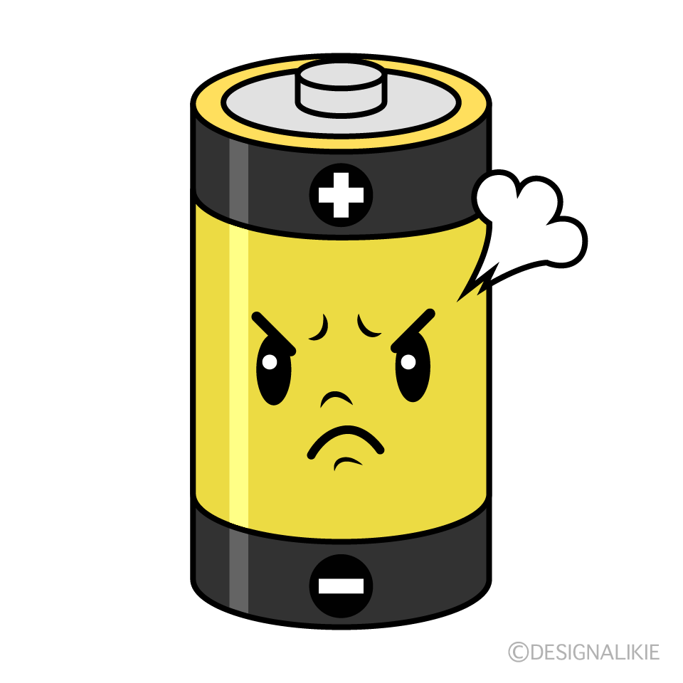 かわいい怒る乾電池イラスト