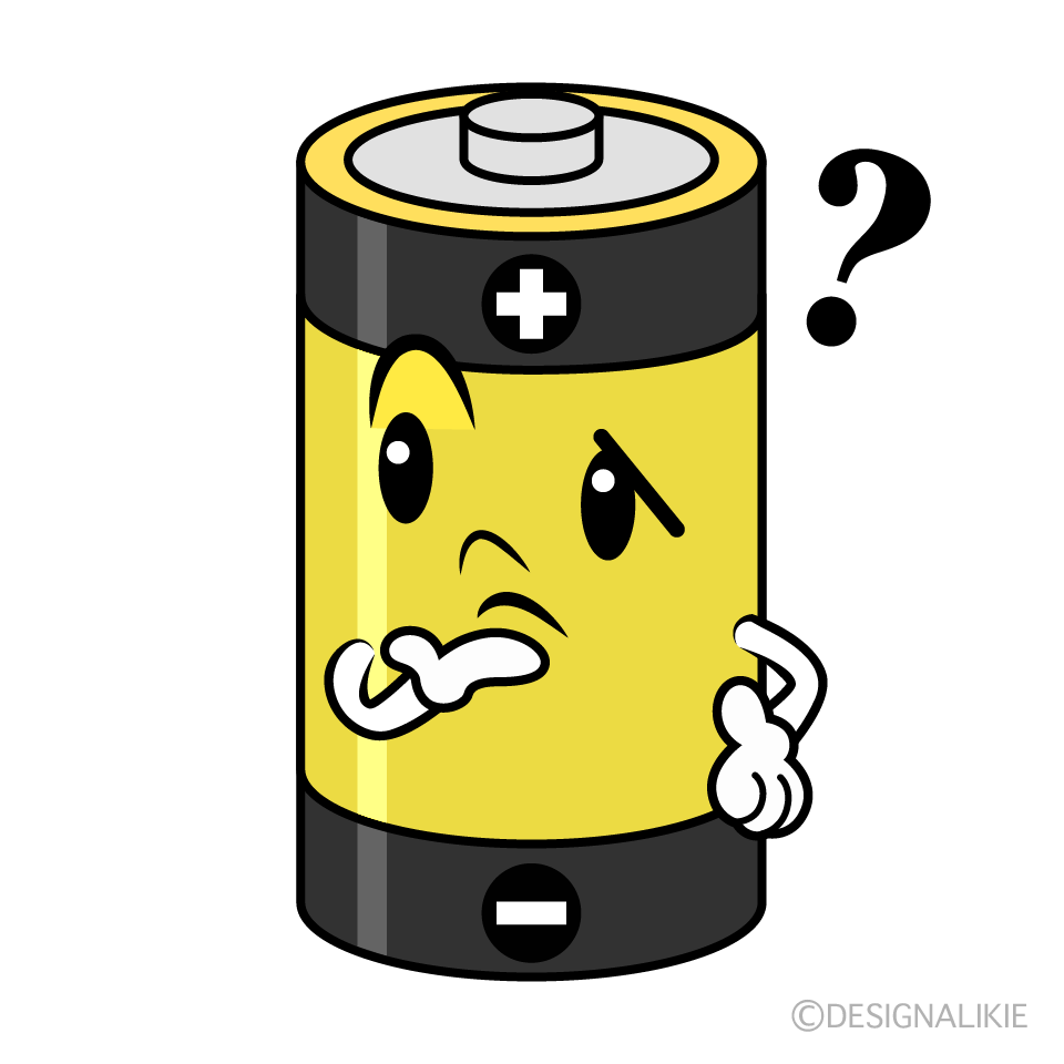 かわいい考える乾電池イラスト