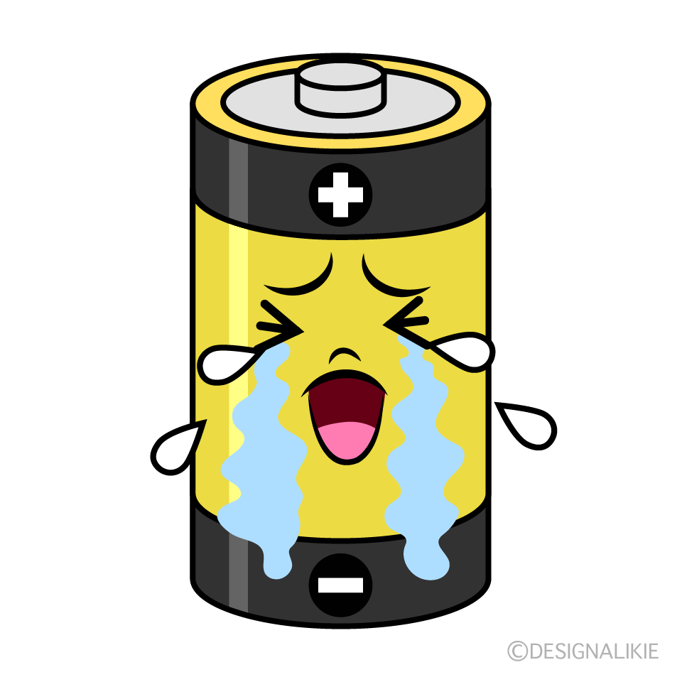 かわいい泣く乾電池イラスト