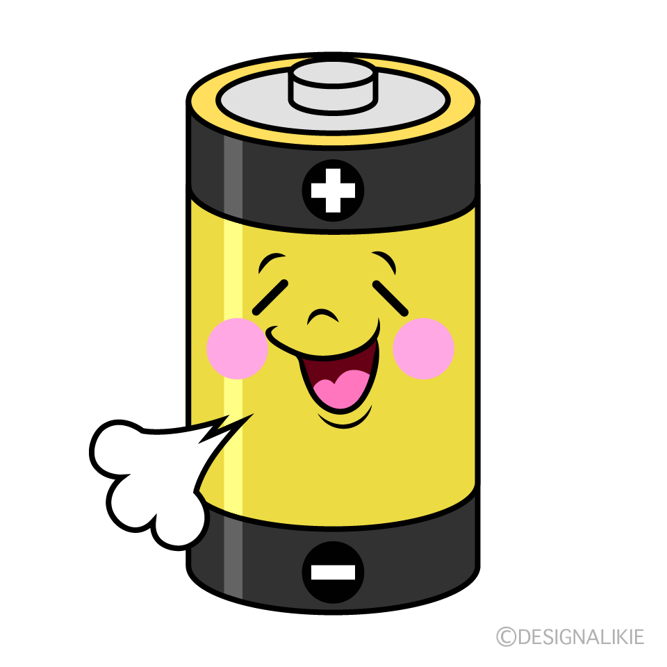 かわいいほっとする乾電池イラスト