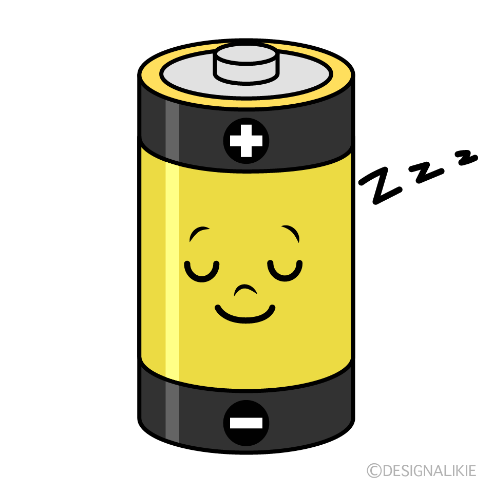 かわいい寝る乾電池イラスト