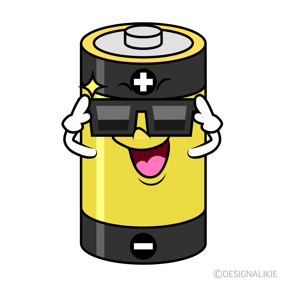かわいいサングラスの乾電池イラスト
