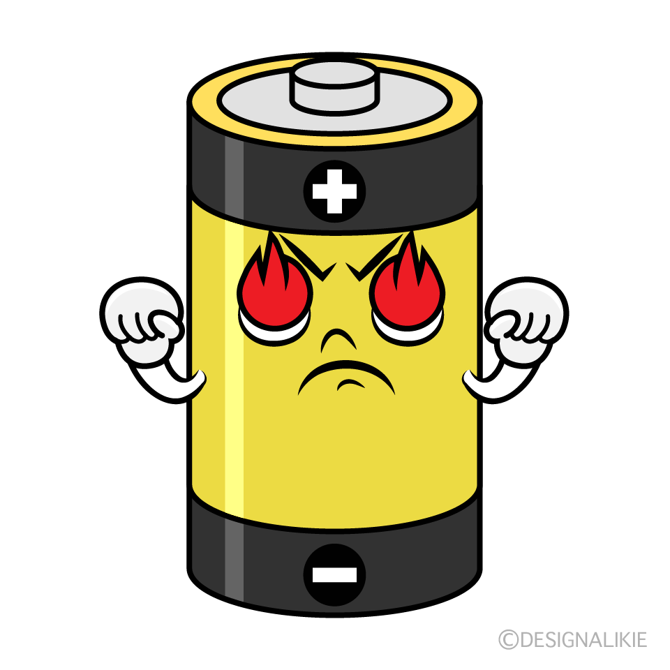 かわいい燃える乾電池イラスト