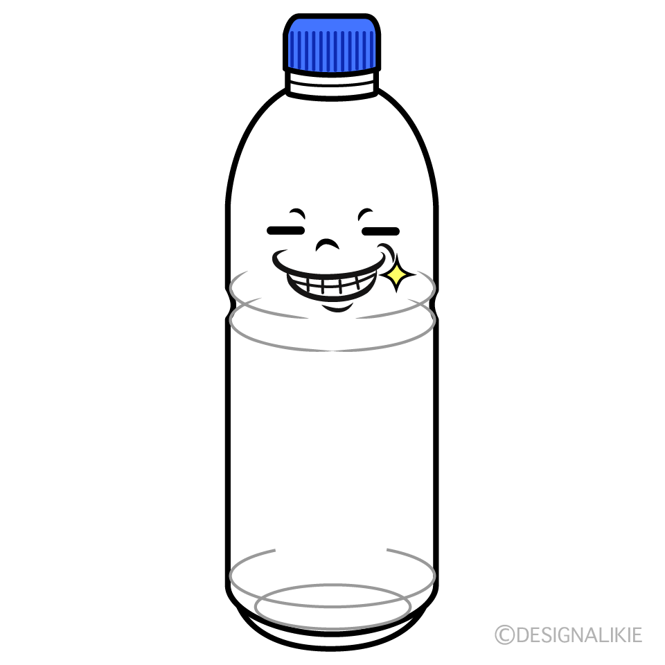 かわいいニヤリとするペットボトルイラスト