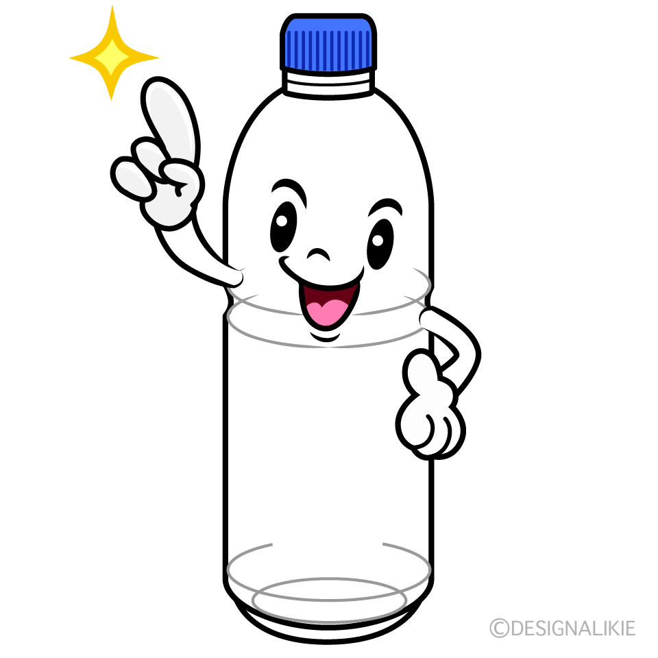 かわいい指差しするペットボトルイラスト