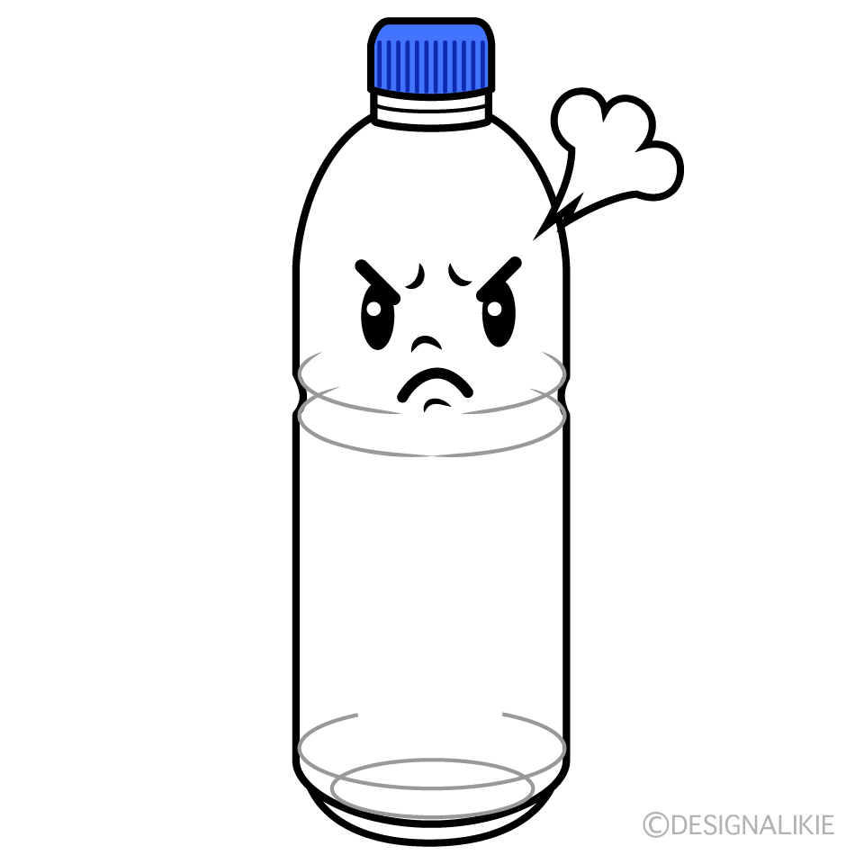かわいい怒るペットボトルイラスト