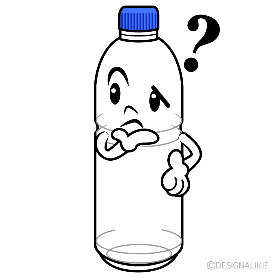 かわいい考えるペットボトルイラスト
