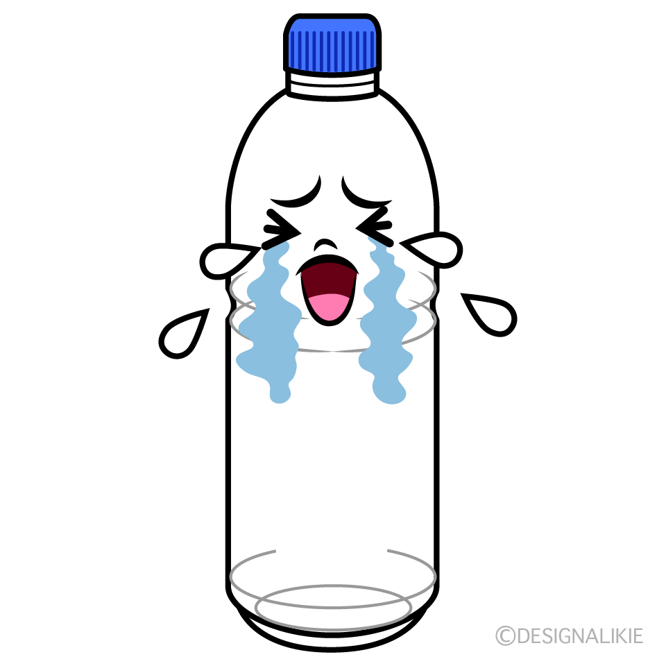 かわいい泣くペットボトルイラスト