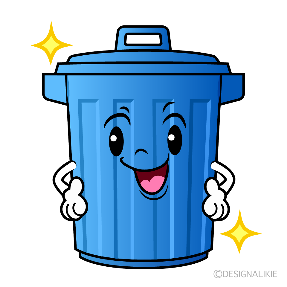 かわいいポーズするゴミ箱イラスト