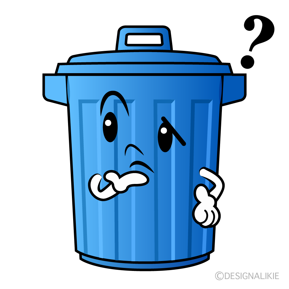 かわいい考えるゴミ箱イラスト
