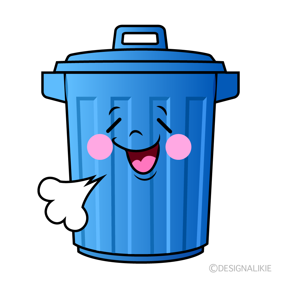 かわいいほっとするゴミ箱イラスト
