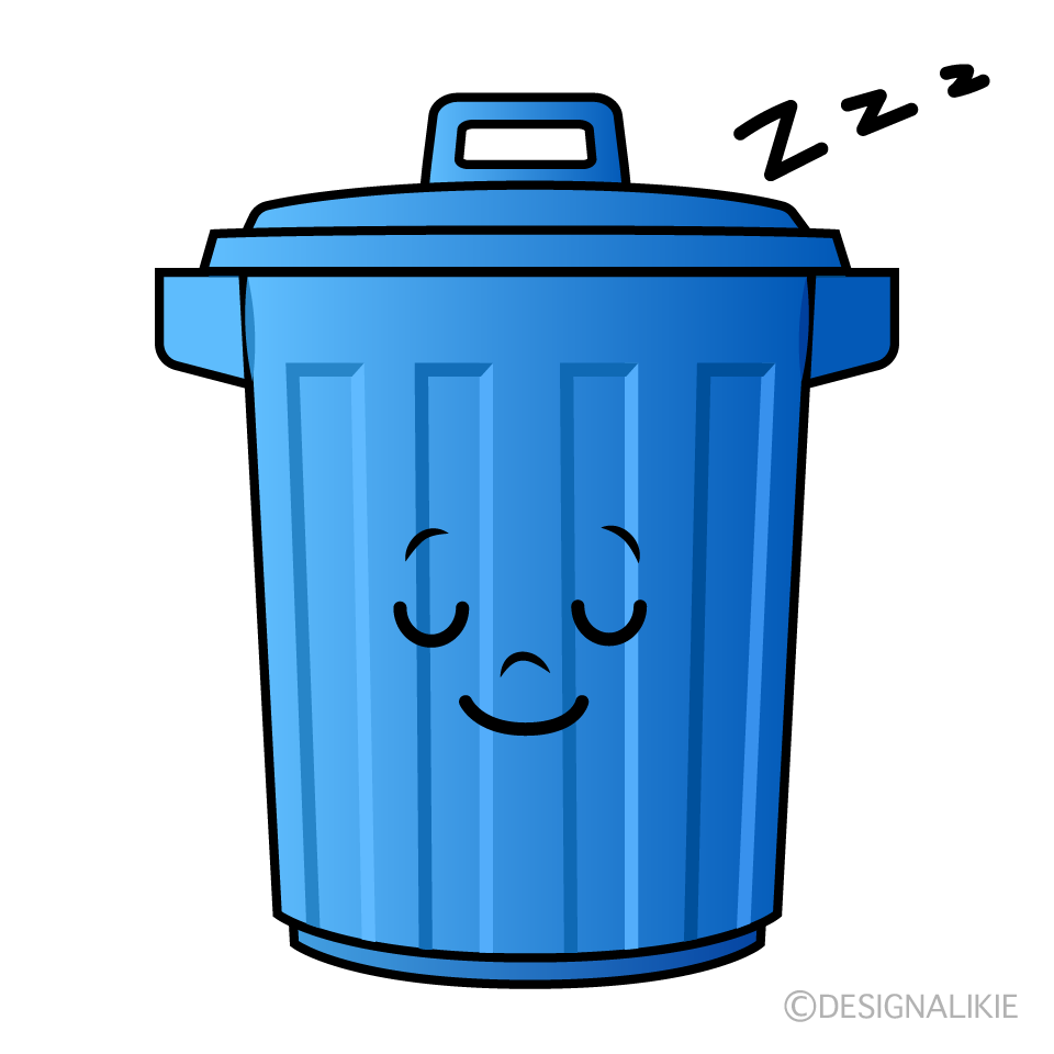 かわいい寝るゴミ箱イラスト