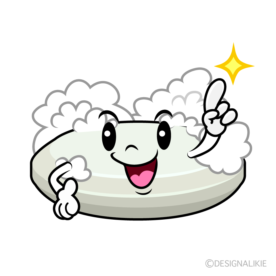 かわいい指差しする石鹸イラスト
