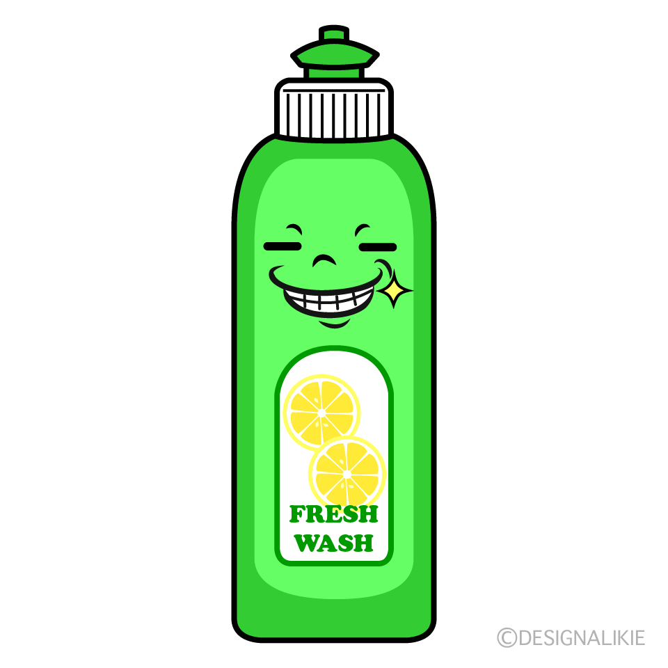 かわいいニヤリとする食器用洗剤イラスト