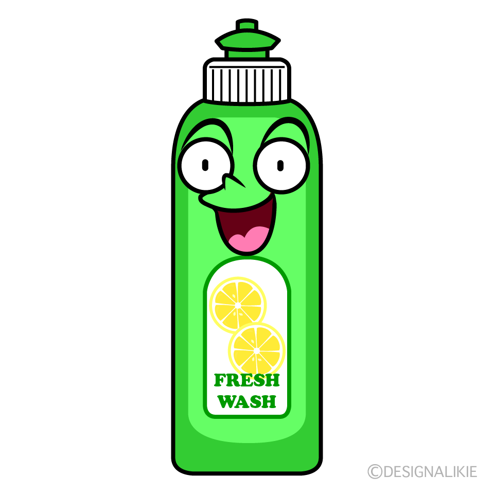 かわいい驚く食器用洗剤イラスト