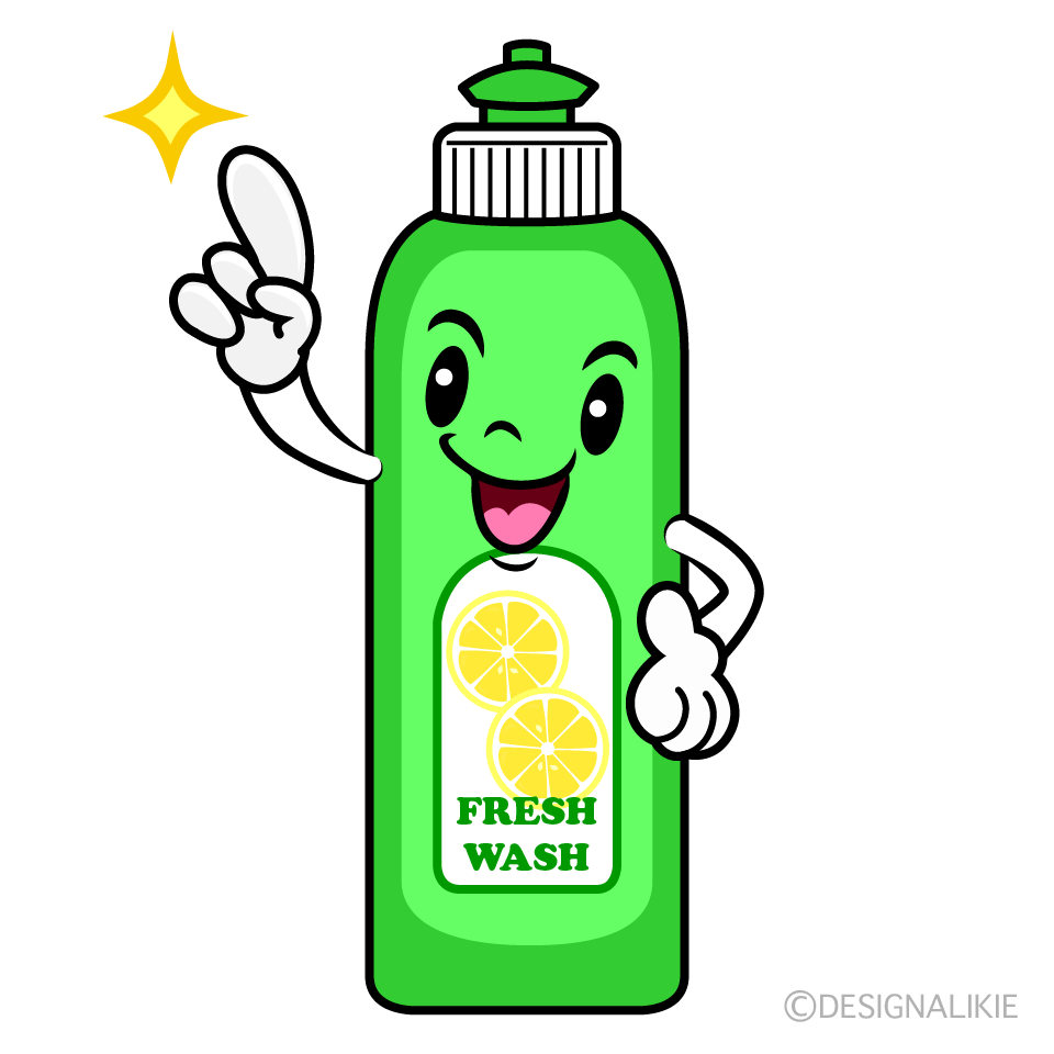 かわいい指差しする食器用洗剤イラスト