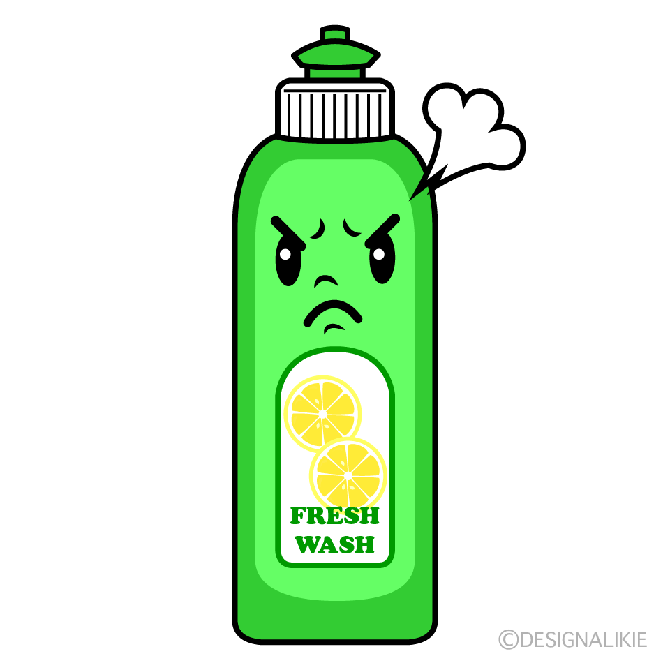 かわいい怒る食器用洗剤イラスト