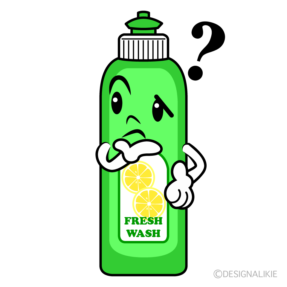 かわいい考える食器用洗剤イラスト