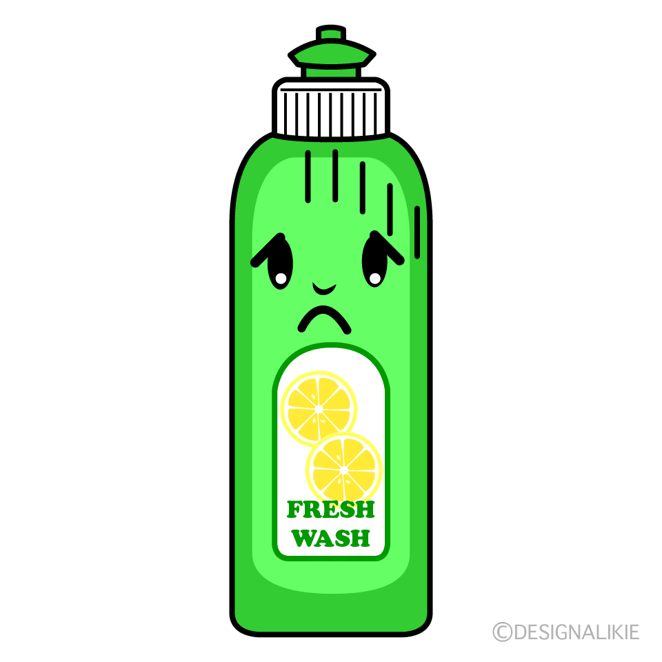かわいいお辞儀する食器用洗剤イラスト