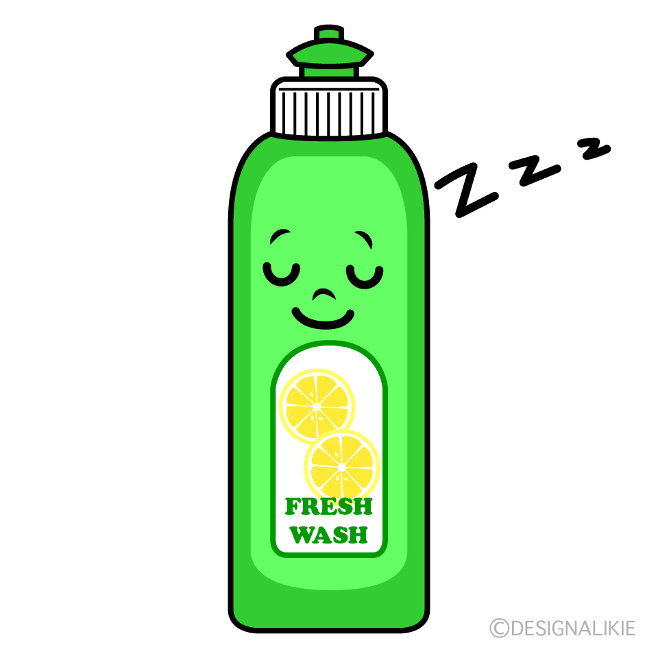 かわいい寝る食器用洗剤イラスト