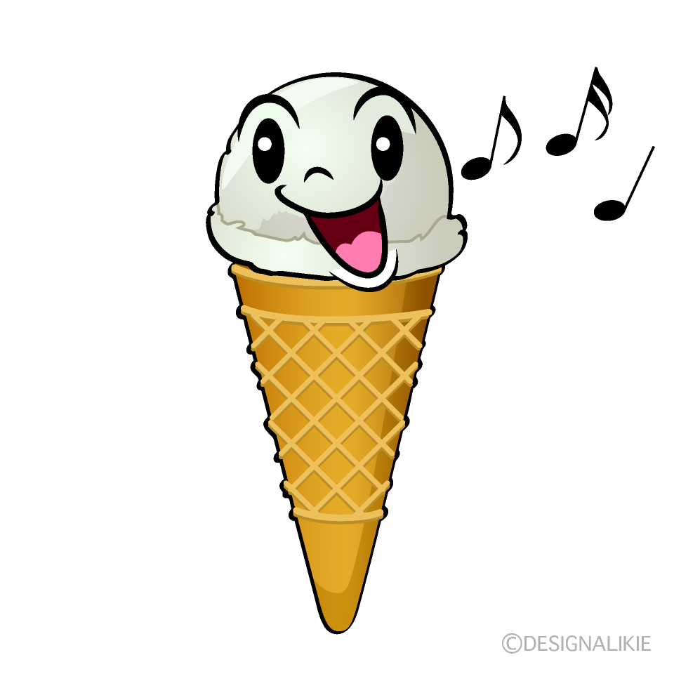 かわいい歌うアイスクリームイラスト