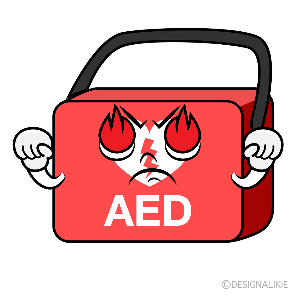 かわいい燃えるAEDイラスト