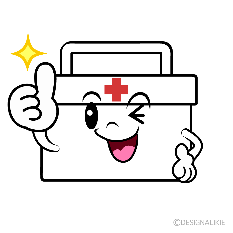 かわいいいいねする救急箱イラスト