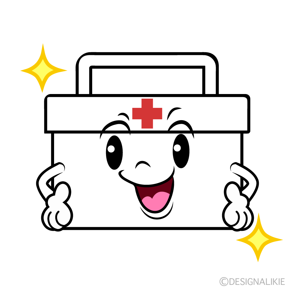 かわいいポーズする救急箱イラスト