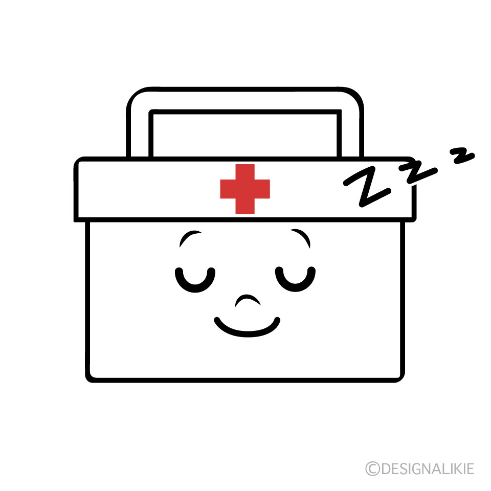 かわいい寝る救急箱イラスト