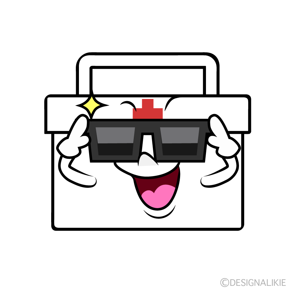 かわいいサングラスの救急箱イラスト