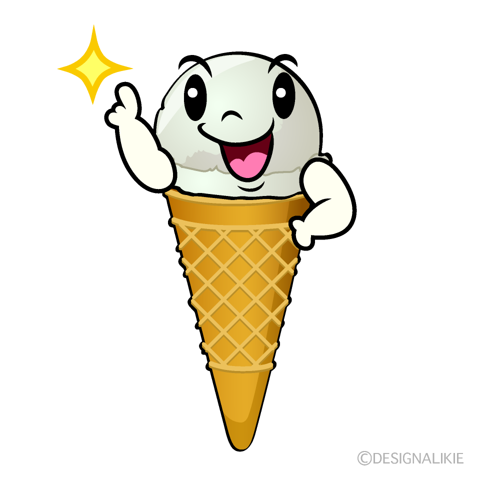 かわいい指差しするアイスクリームイラスト