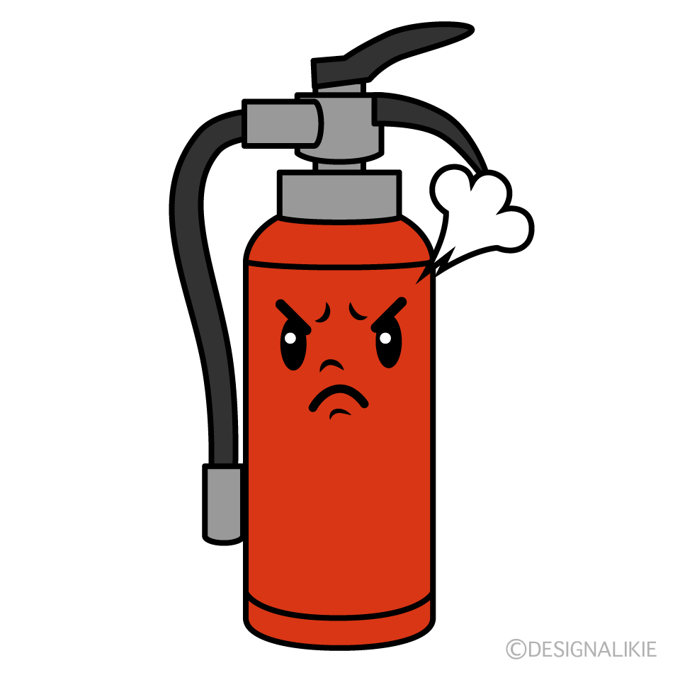 かわいい怒る消火器イラスト