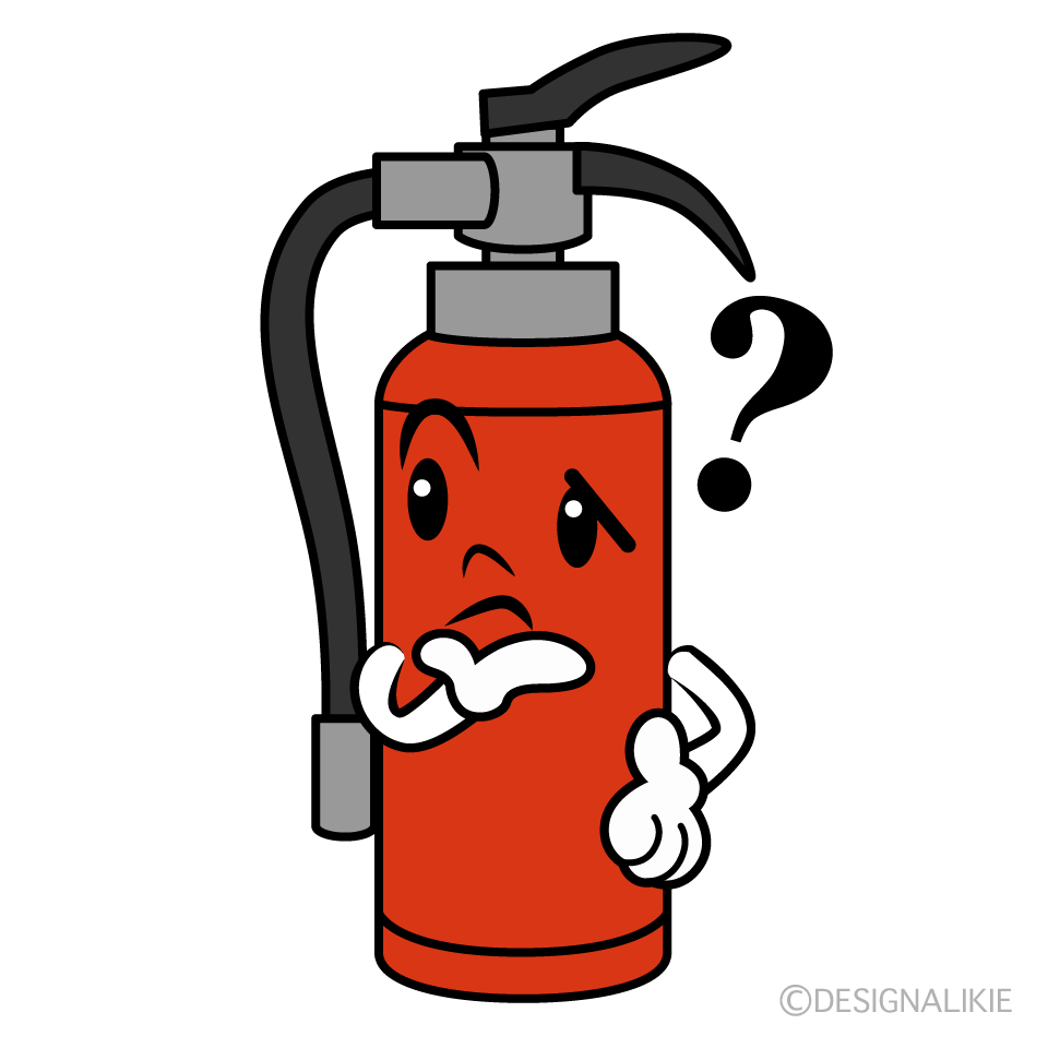 かわいい考える消火器イラスト