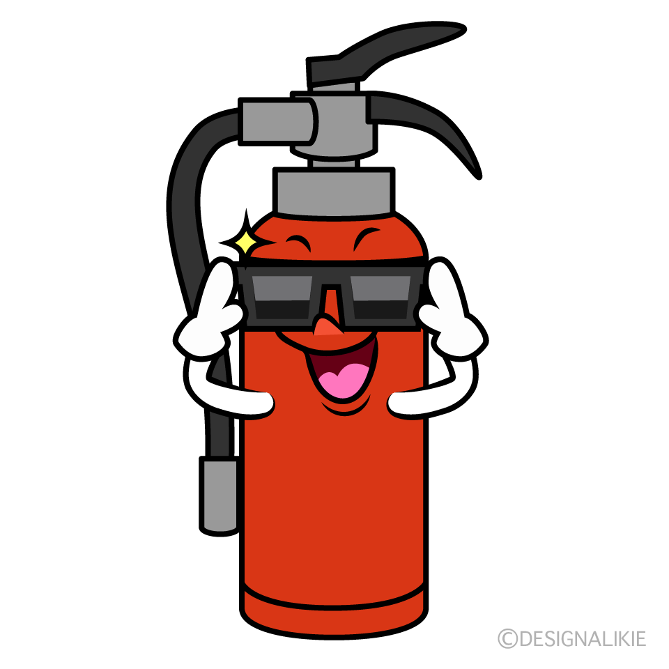 かわいいサングラスの消火器イラスト