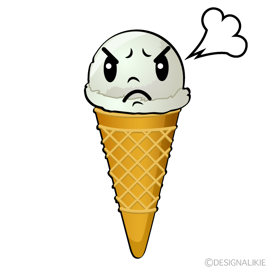 かわいい怒るアイスクリームイラスト