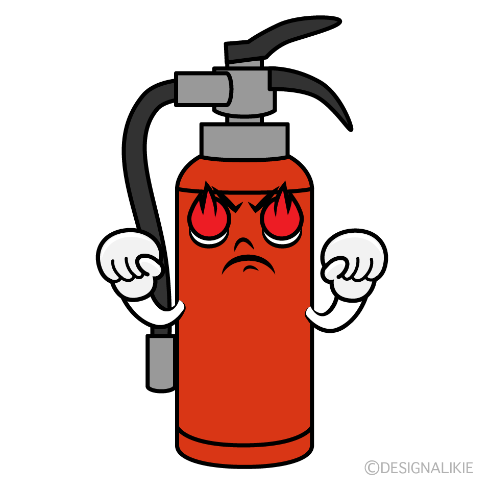 かわいい燃える消火器イラスト