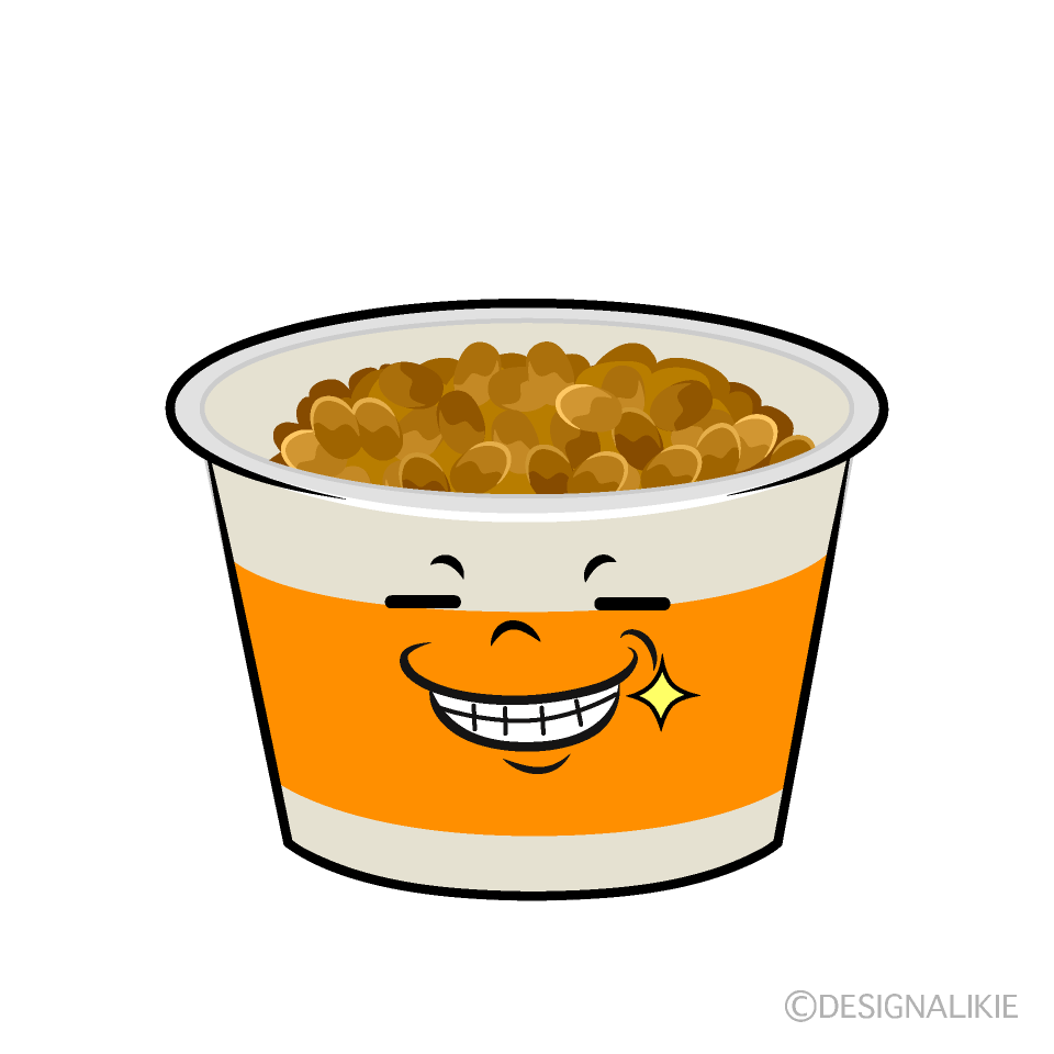かわいいニヤリとする納豆イラスト