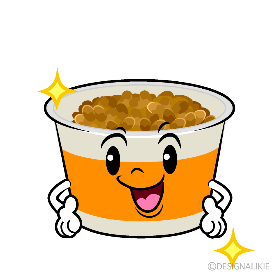 かわいいポーズする納豆イラスト