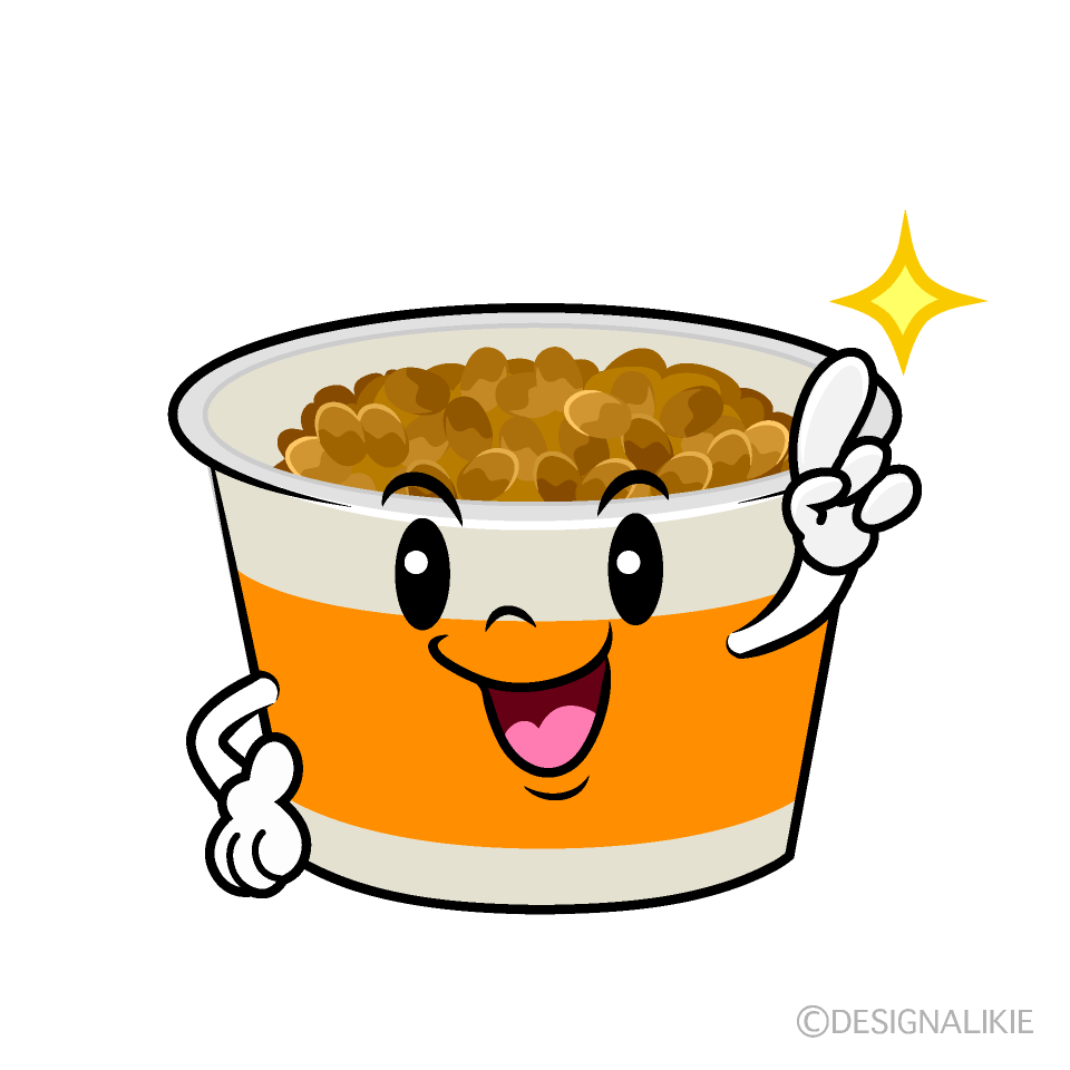 かわいい指差しする納豆イラスト